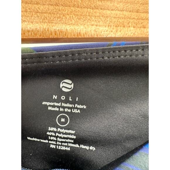 Noli Leggings Women MEDIUM Blue Green Tropical Print Pull On Stretch Activewear - Picture 5 of 7